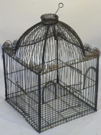 A late 19thC wirework bird cage