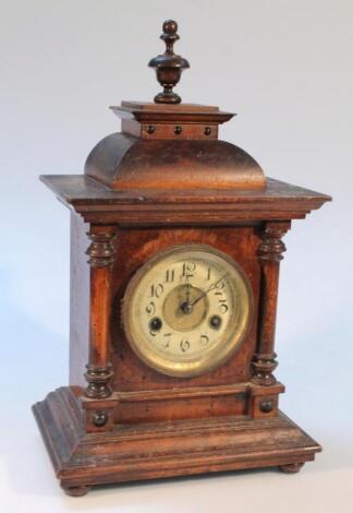 An early 20thC German stained mahogany mantel clock