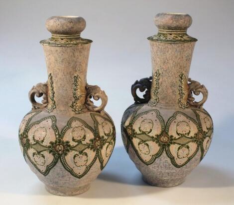 A pair of Japanese Nippon porcelain vases