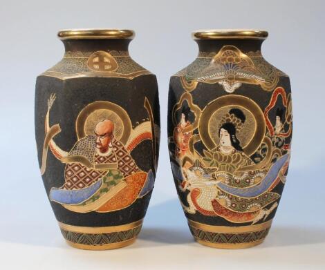 A pair of late 19thC Japanese satsuma pottery vases