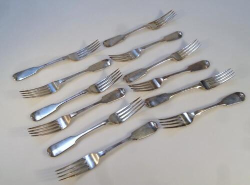 A set of twelve Victorian silver table forks