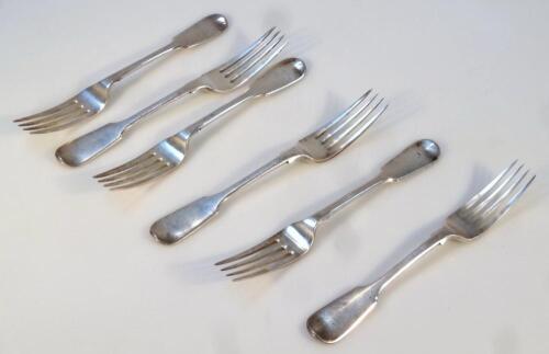 A set of six Victorian silver table forks