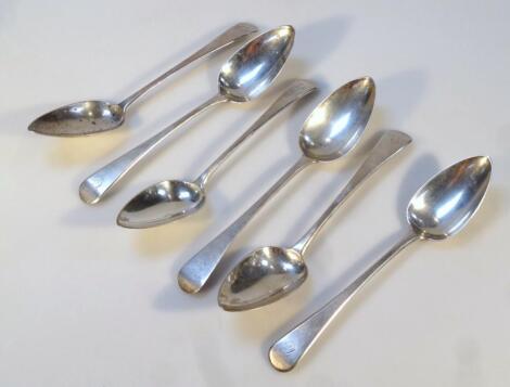 Six George IV silver tablespoons