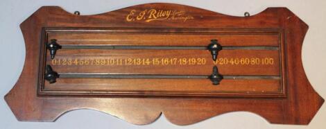 A 20thC mahogany E J Riley snooker scoreboard