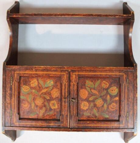 An early 20thC painted pine hanging cabinet