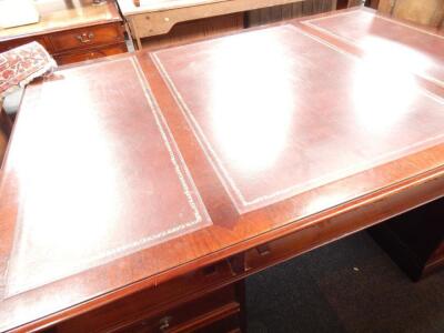 A reproduction mahogany partners desk - 2