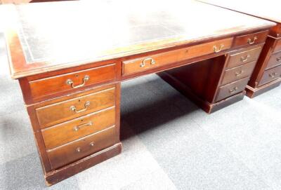 A Georgian style mahogany pedestal desk