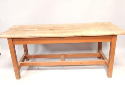 A pine work bench or table