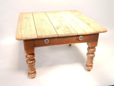 A pine short kitchen table