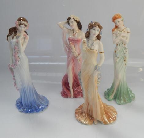 Four Coalport lady figures