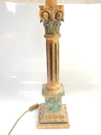 A modern columned painted lamp base