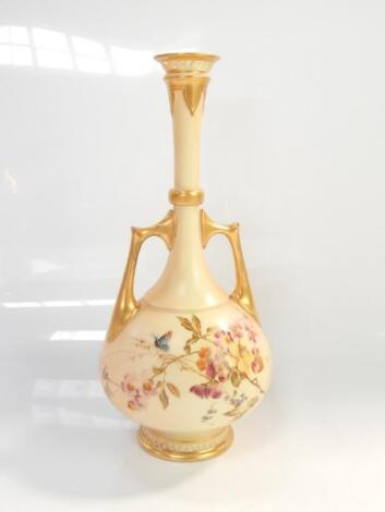 A Royal Worcester blush ivory baluster vase