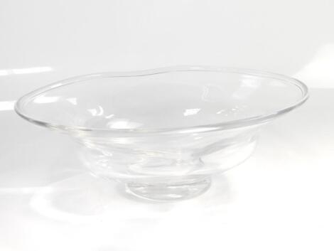 A Scandinavian design clear glass oval bowl