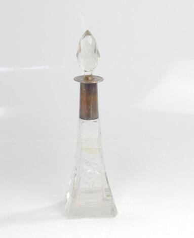 A George V silver collared cut glass scent bottle