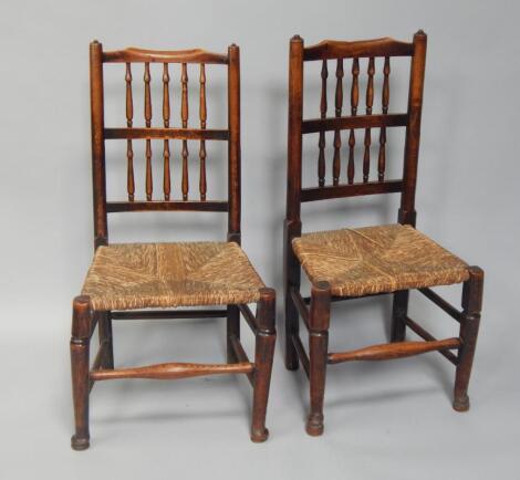 A pair 19thC oak spindle back chairs