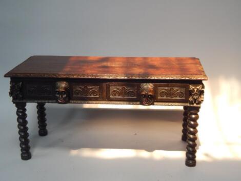 A Victorian oak side table