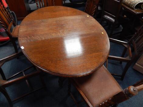 A mid 20thC oak barleytwist dropleaf table