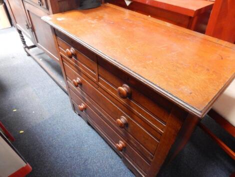 A Victorian oak `grain painted pine chest of drawers