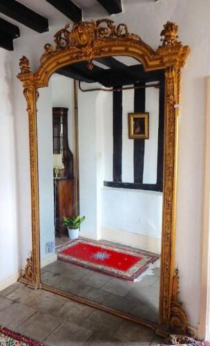 A large 19thC overmantel mirror