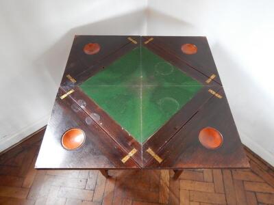 A late Victorian inlaid rosewood envelope card table - 3