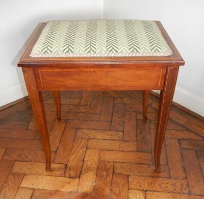 A Sheraton Revival inlaid mahogany dressing stool