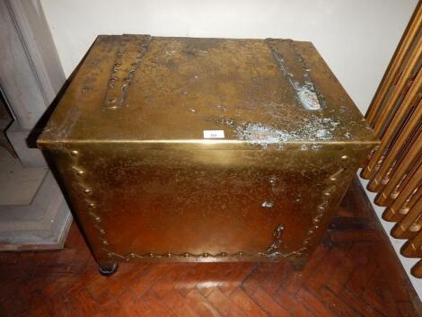A brass coal box