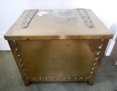 A brass coal box