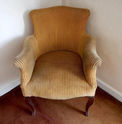 A French style mahogany framed upholstered armchair