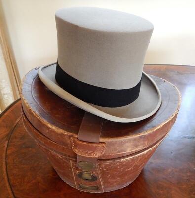 A gentlemans grey felt morning top hat by Lock & Co of London