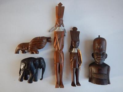 A group of African tribal carvings