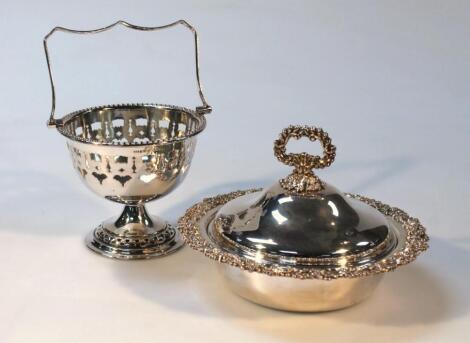 A silver plated muffin dish and cover