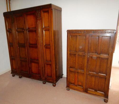 An oak three piece bedroom suite by Waring & Gillow Limited