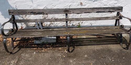 A wooden bench seat