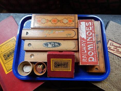 A collection of treen pencil boxes