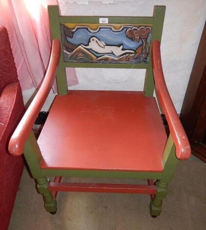 Painted open armchair.