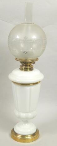 A Victorian Hinks & Sons opaque glass oil lamp