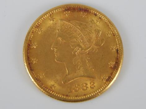 A USA gold ten dollar coin