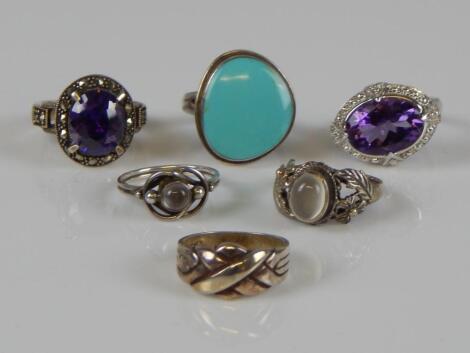 Six dress rings