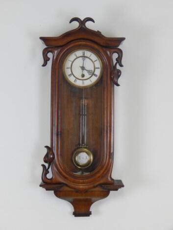 A late 19thC Continental walnut wall clock