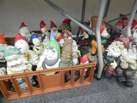 A large quantity of garden gnomes