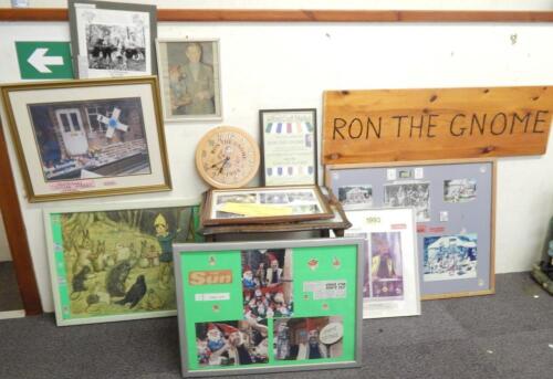 A collection of memorabilia relating to Ronald Broomfield "Ron the Gnome"