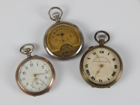 Three silver plated pocket watches