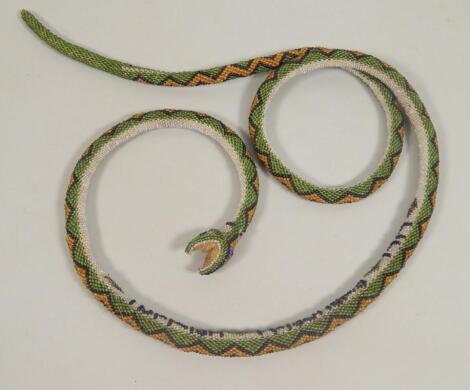 A Turkish WWI prisoner beadwork snake