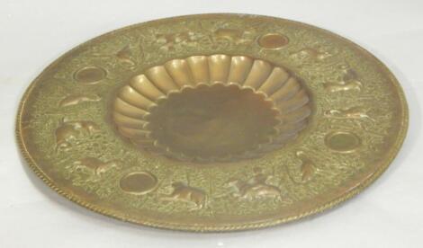 An Eastern brass tray