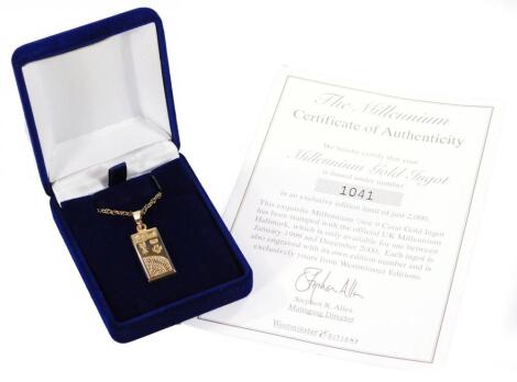 A limited edition millennium 9ct gold ingot