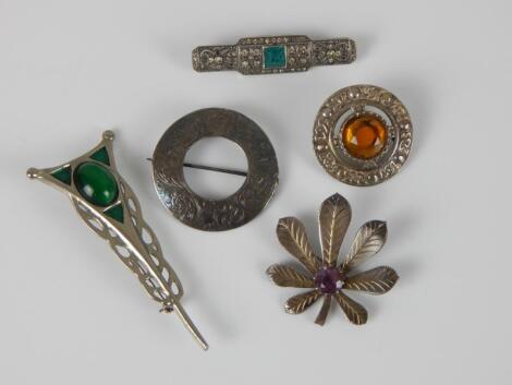 Five brooches