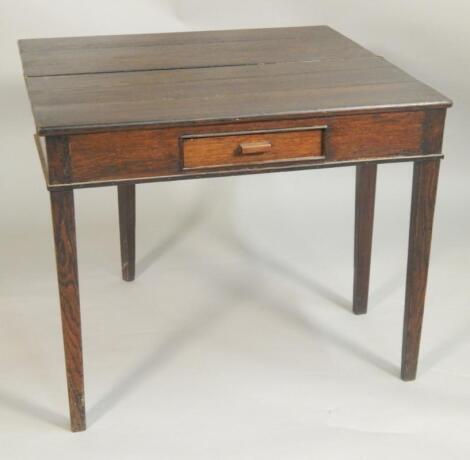 An early 19thC oak tea table