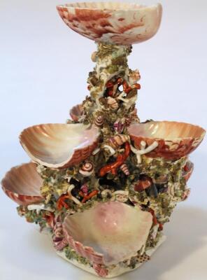 An early 19thC porcelain oyster stand