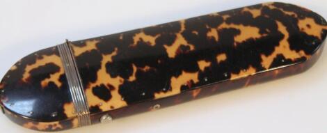 A late 19thC tortoiseshell and white metal spectacles case