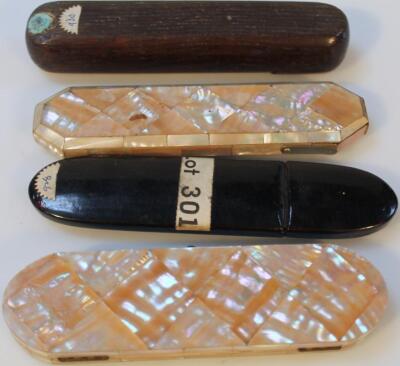 A 19thC mother of pearl and papier mache spectacles case - 2